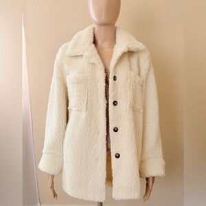 Forever 21 Women’s Faux Shearling Drop-Sleeve Jacket Size Small | Cream